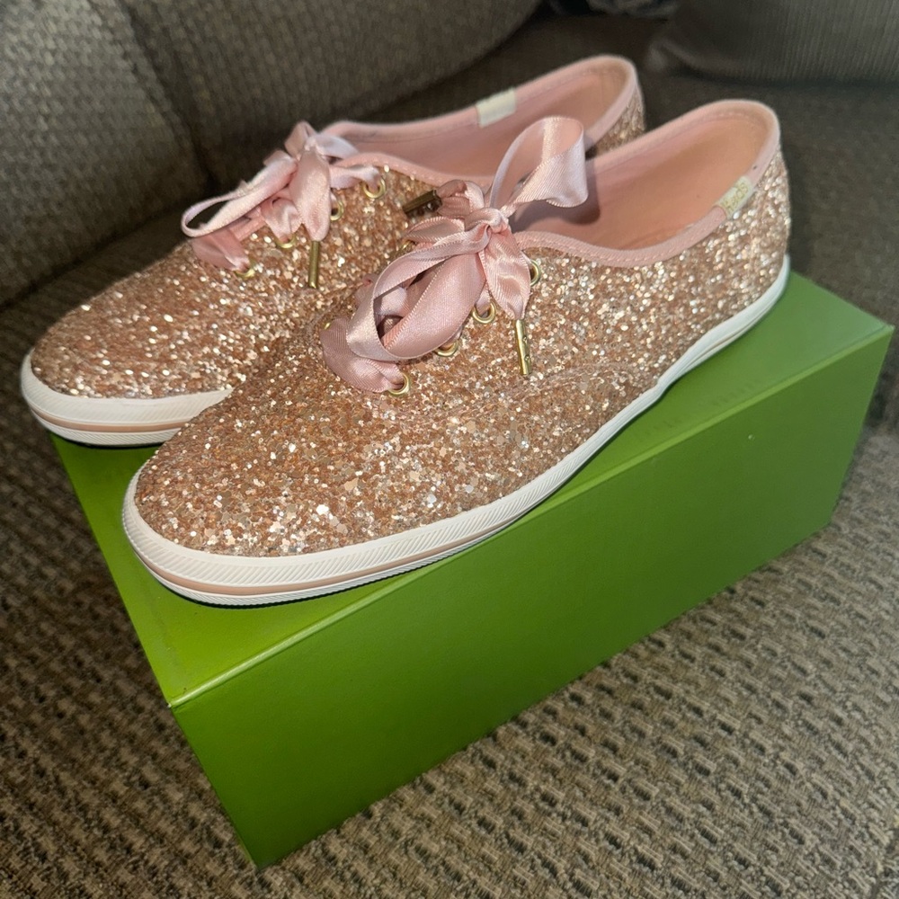 Keds X Kate Spade New York Rose Gold Glitter Sneakers Size 6.5M